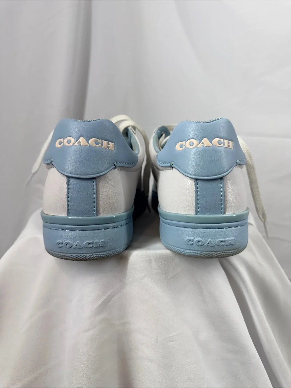 Coach White Sneakers with Light Blue Accents